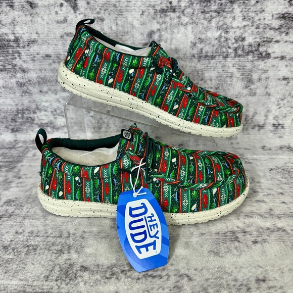 Hey Dude Other - NIB No Lid Hey Dude Men's Wally Fishmas Sweater Size 10 Pine Green/Red 44347-3AP